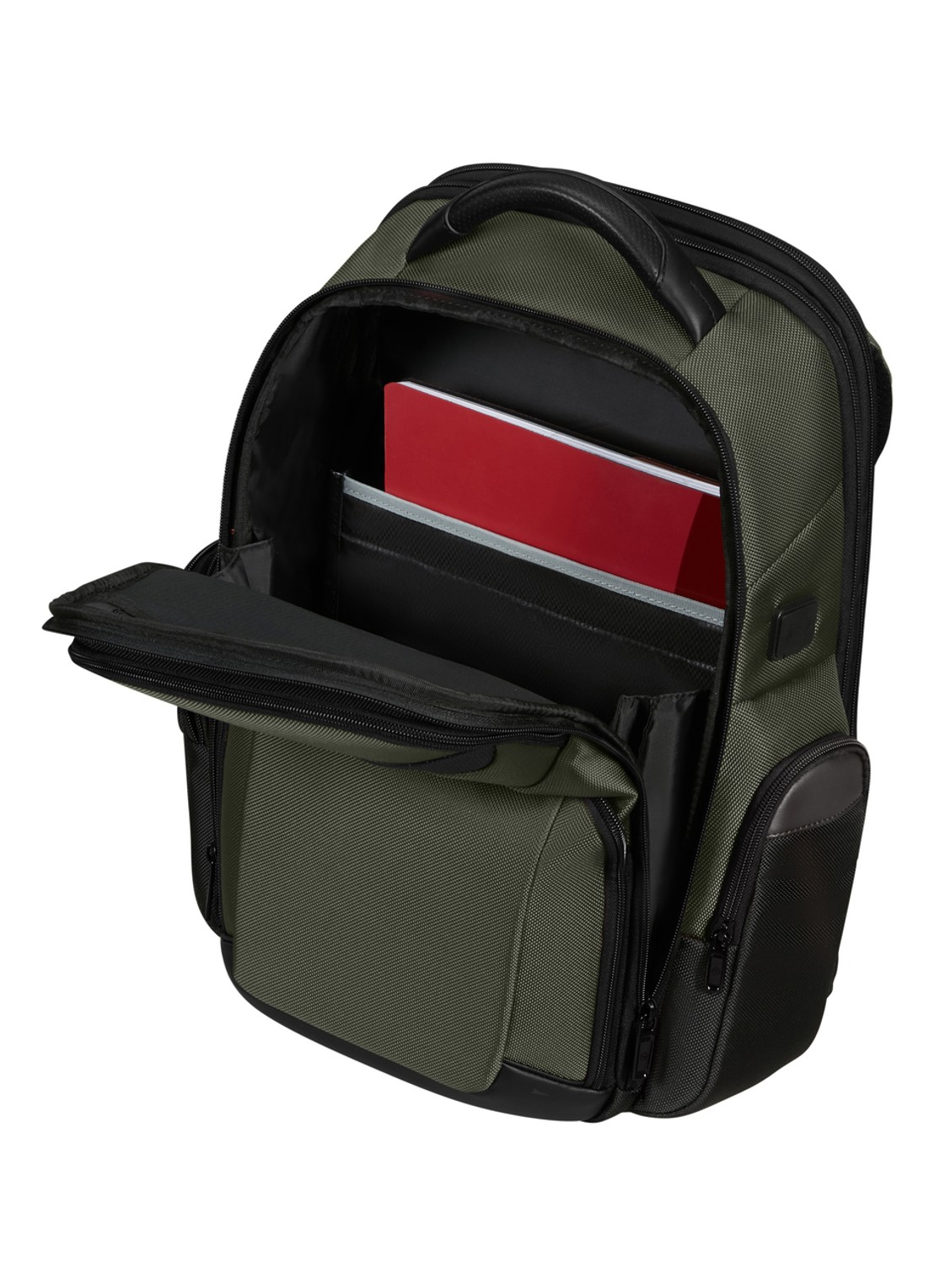 Samsonite Pro-DLX 6 vergrootbare rugzak met 15,6 inch laptopvak - achterkant 5 donkergroen