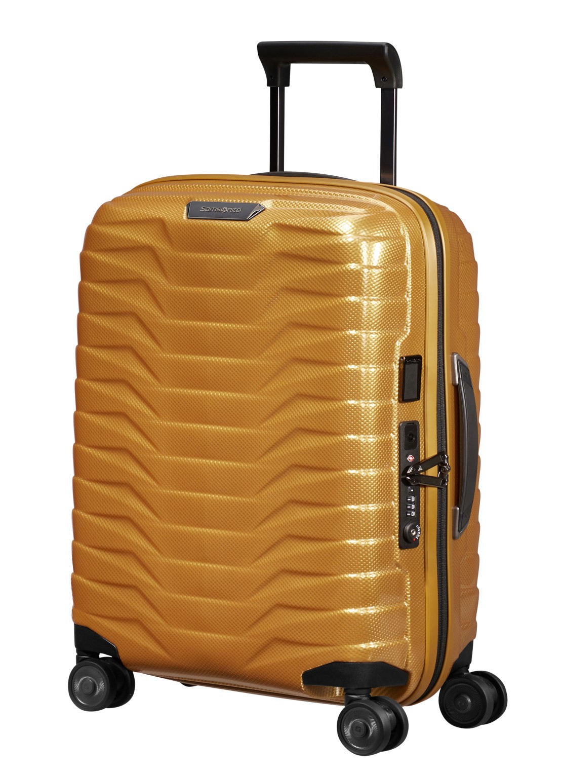 Samsonite Proxis spinner 55 cm  - voorkant 2 okergeel