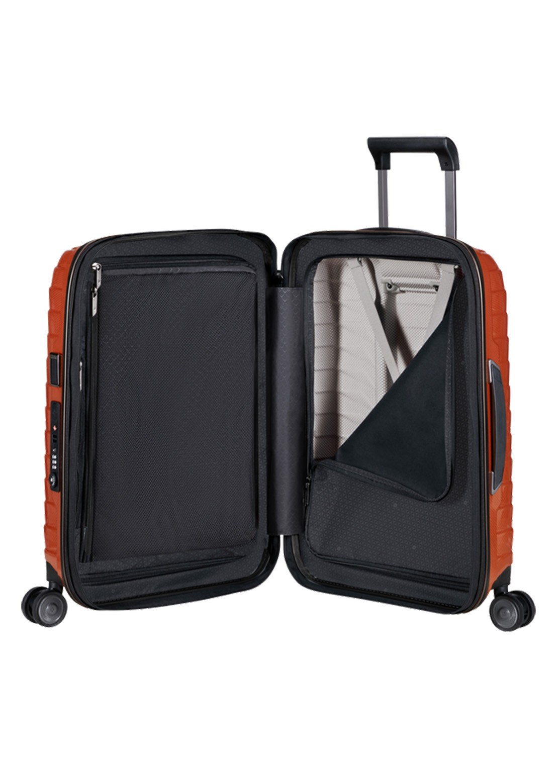 Samsonite Proxis spinner 55 cm  - voorkant 2 oranjerood