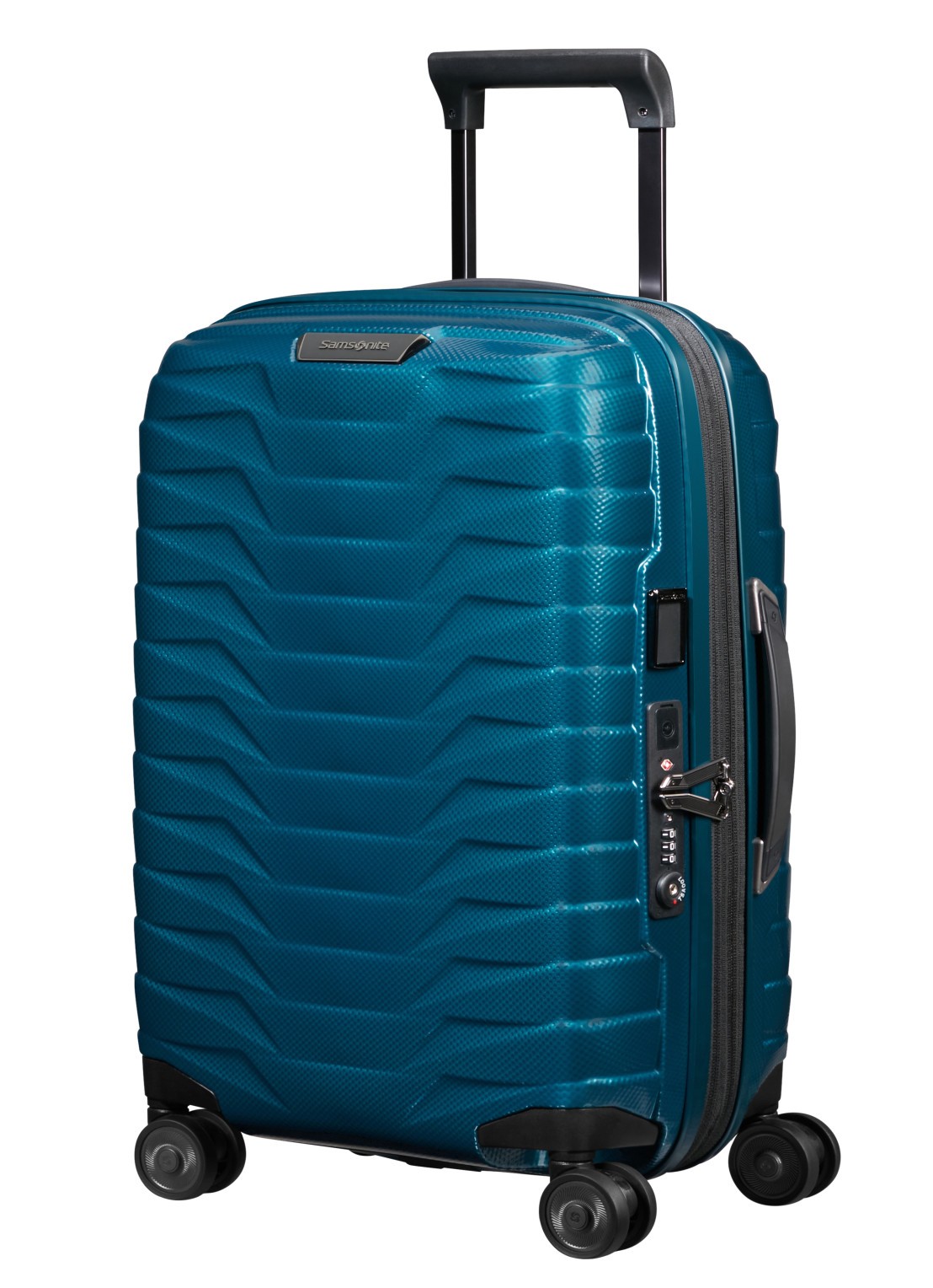 Samsonite Proxis uitbreidbare spinner 55 cm - voorkant 3 petrol