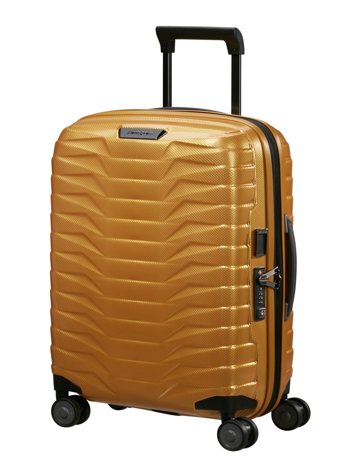 Samsonite Proxis vergrootbare spinner 55 cm - voorkant 2 geelgoud
