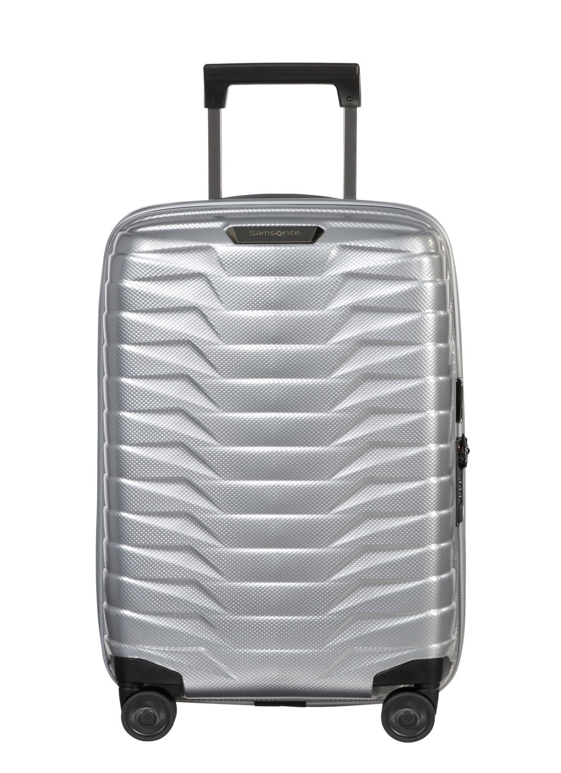 Samsonite Proxis vergrootbare spinner 55 cm - voorkant 2 zilver