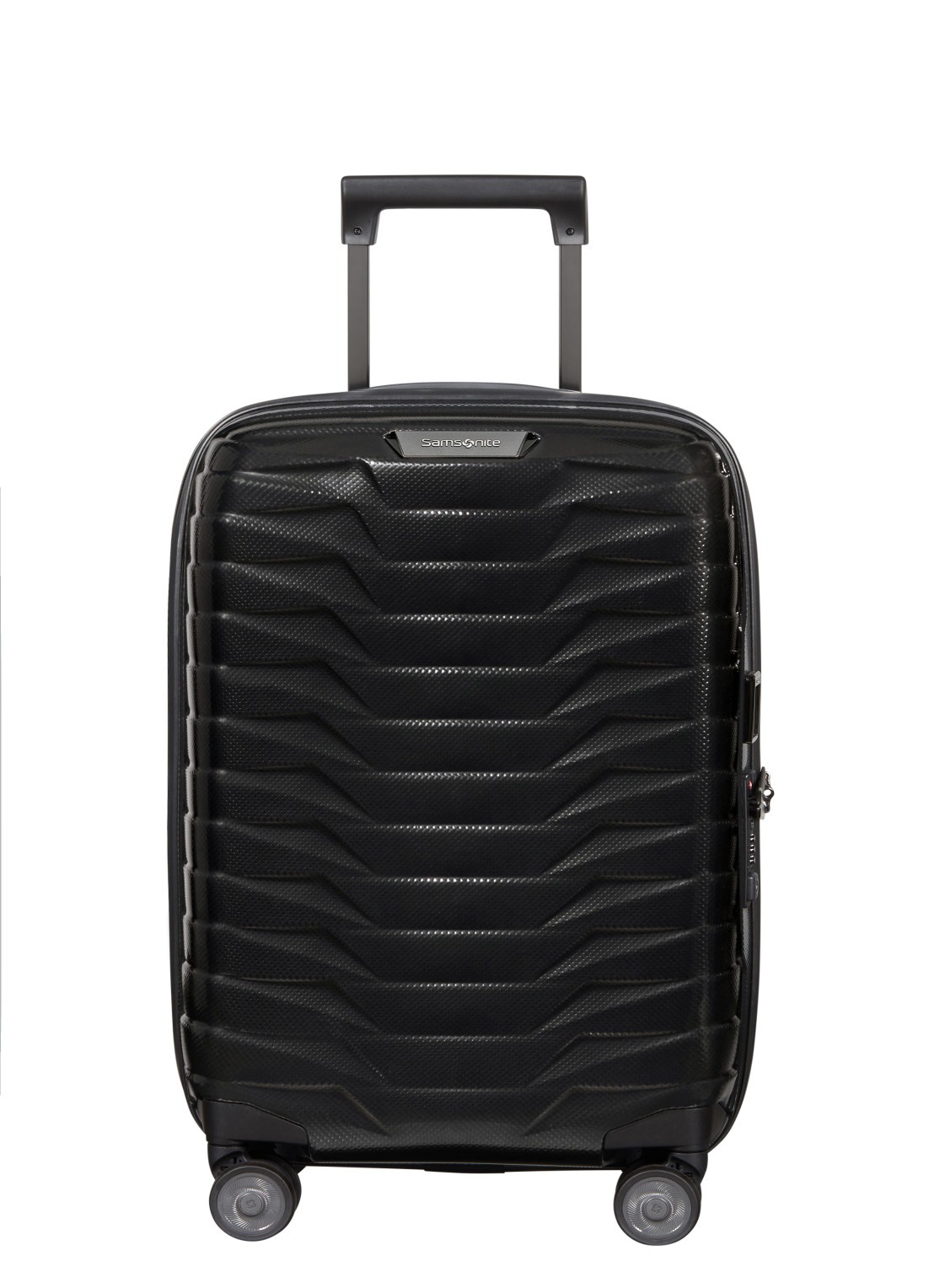 Samsonite Proxis vergrootbare spinner 55 cm - voorkant 2 zwart