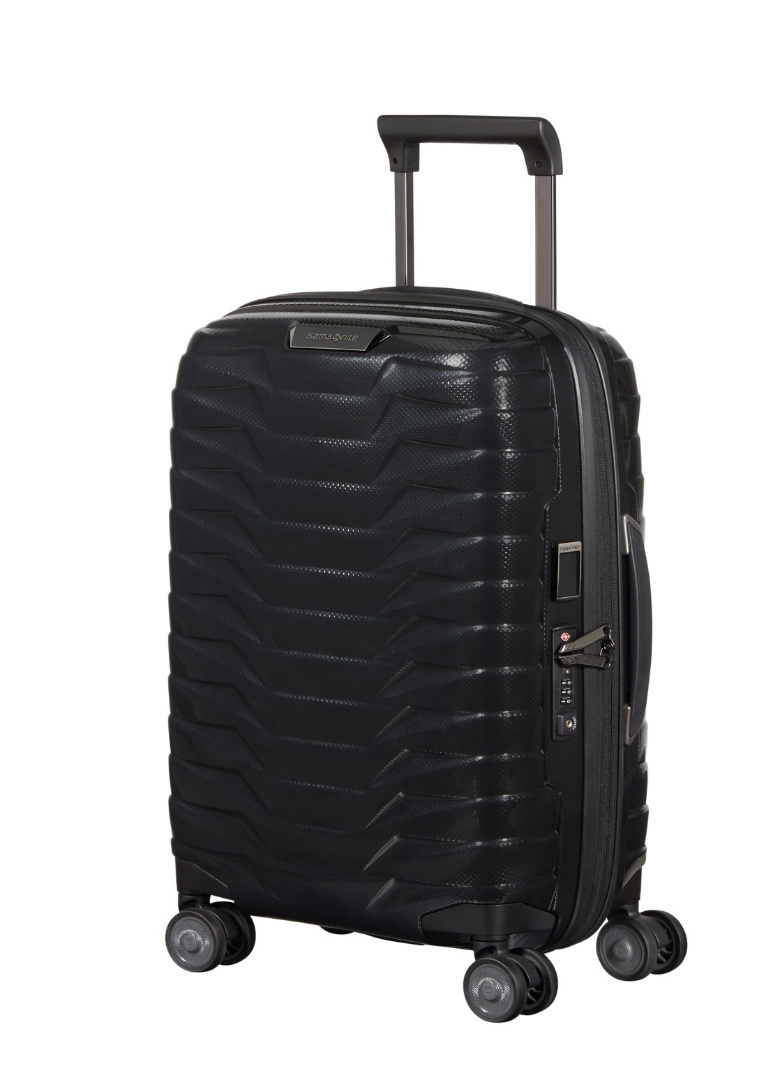Samsonite Proxis vergrootbare spinner 55 cm - voorkant 3 zwart