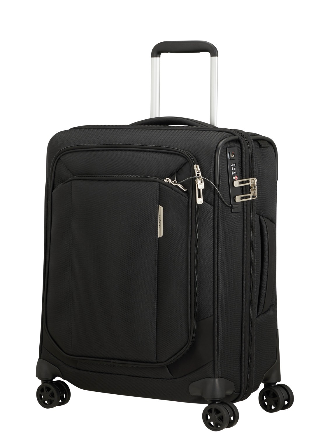 Samsonite Respark vergrootbare spinner 55 cm - voorkant 7 zwart