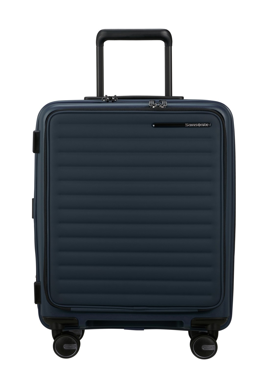 Samsonite Restackd Easy Access vergrootbare spinner 55 cm - voorkant 3 donkerblauw