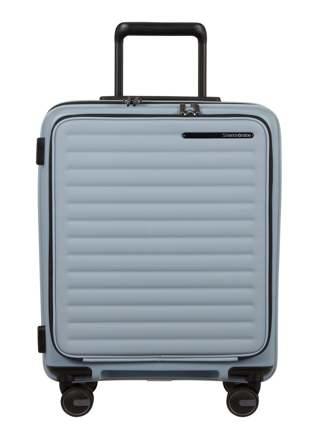 Samsonite Restackd Easy Access vergrootbare spinner 55 cm - voorkant blauw