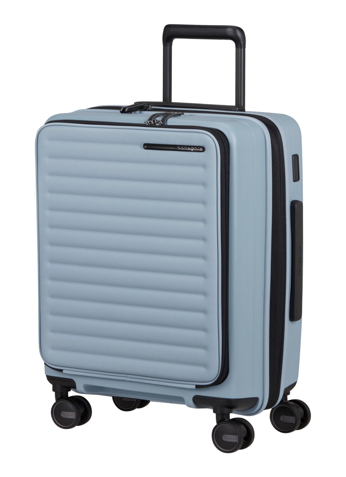 Samsonite Restackd Easy Access vergrootbare spinner 55 cm - voorkant 2 blauw