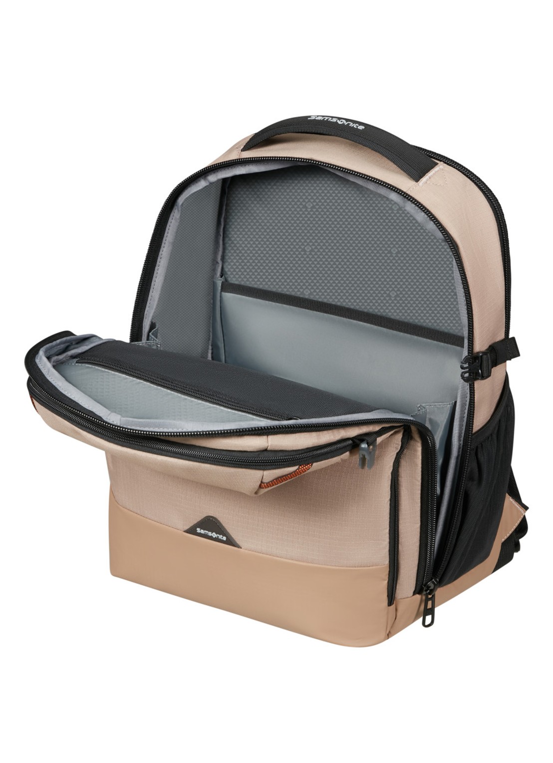 Samsonite Roadseeker laptoprugzak met 15,6 inch laptopvak - voorkant 3 dune / donkerbeige