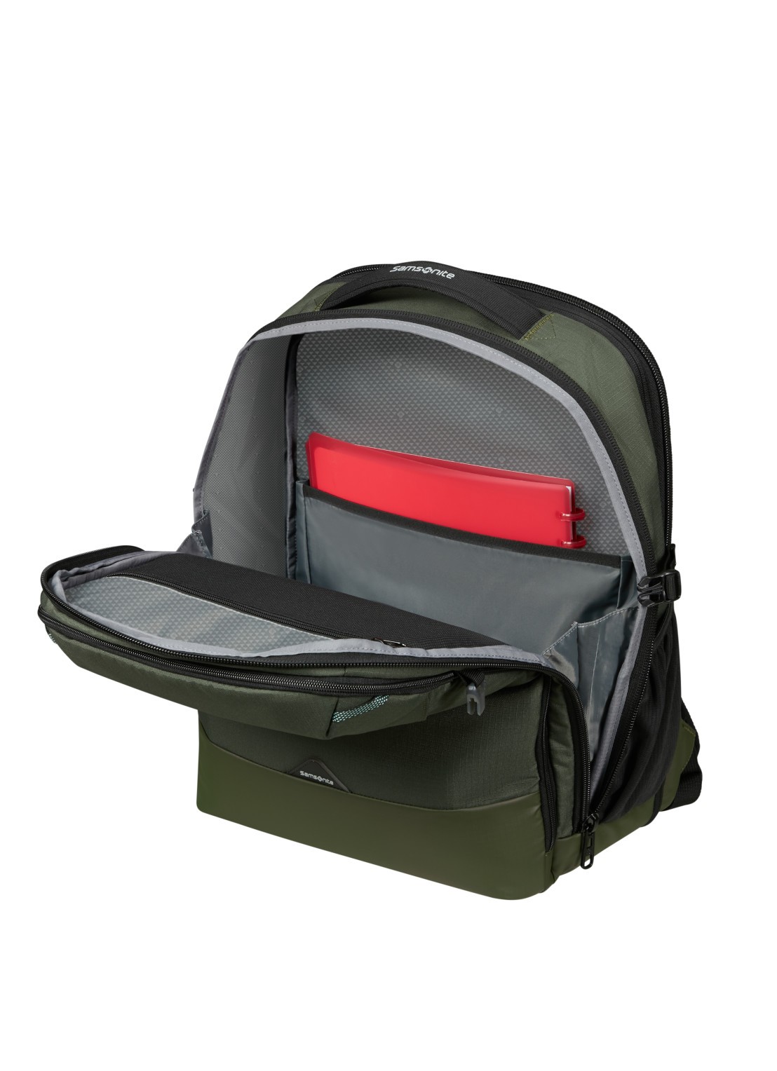 Samsonite Roadseeker vergrootbare laptoprugzak met 17,3 inch laptopvak - voorkant 5 dark olive / olijfgroen
