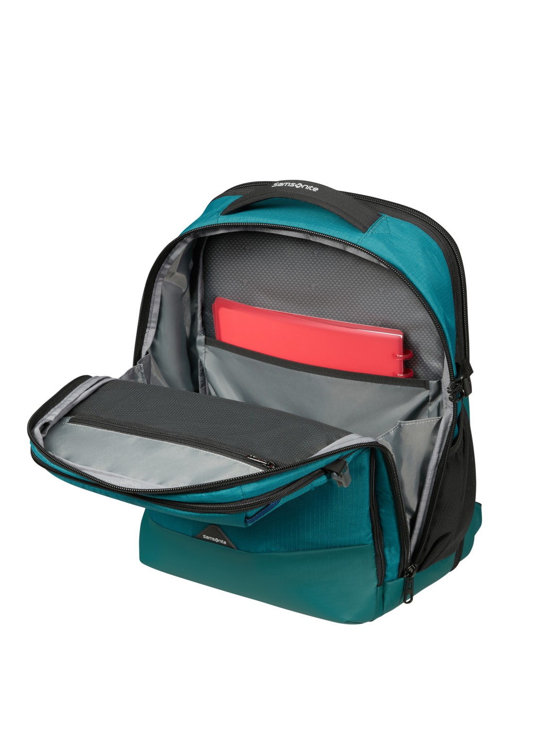 Samsonite Roadseeker vergrootbare laptoprugzak met 17,3 inch laptopvak - achterkant deep teal / zeegroen