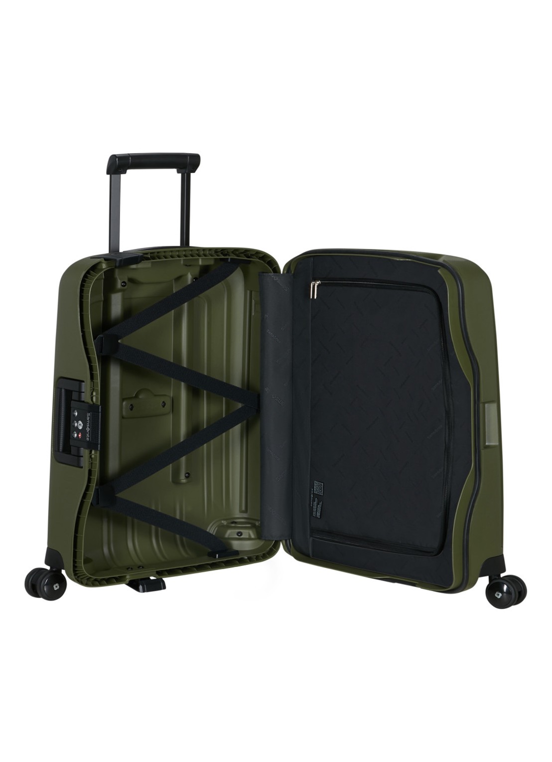 Samsonite S'Cure spinner 55 cm - achterkant 3 olijfgroen