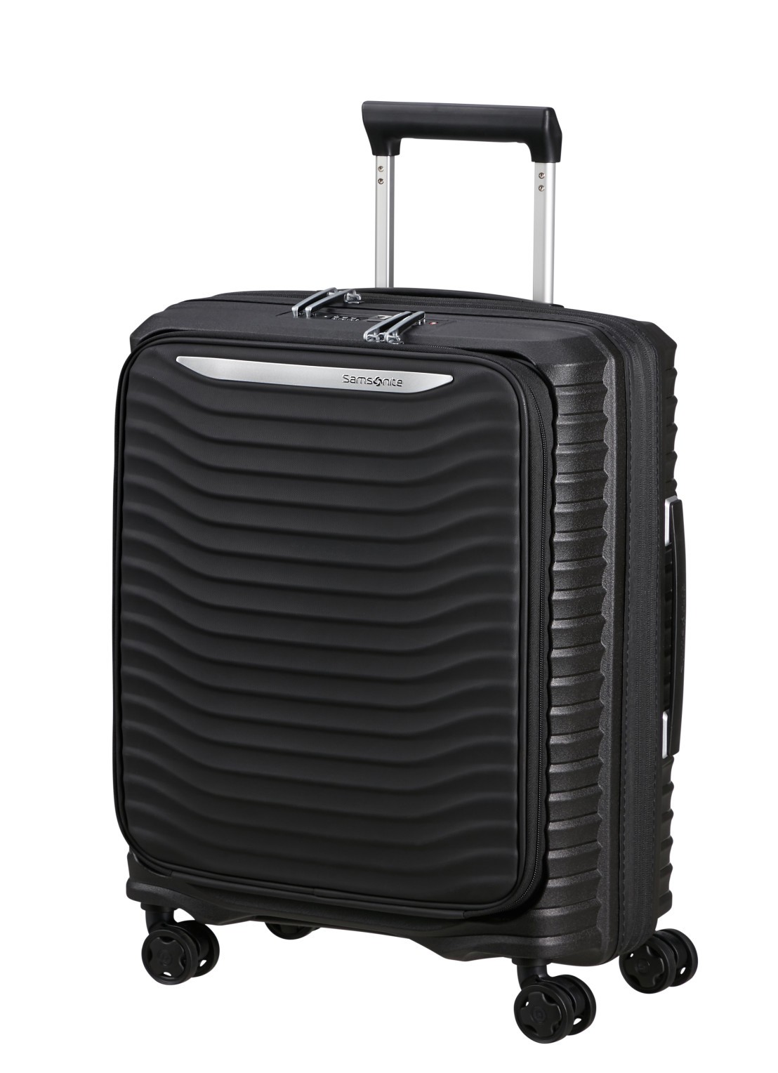 Samsonite Upscape vergrootbare spinner 55 cm - voorkant 3 zwart
