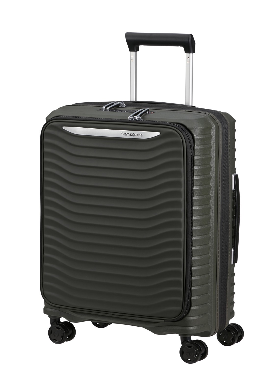 Samsonite Upscape vergrootbare spinner 55 cm - voorkant 2 donkergroen