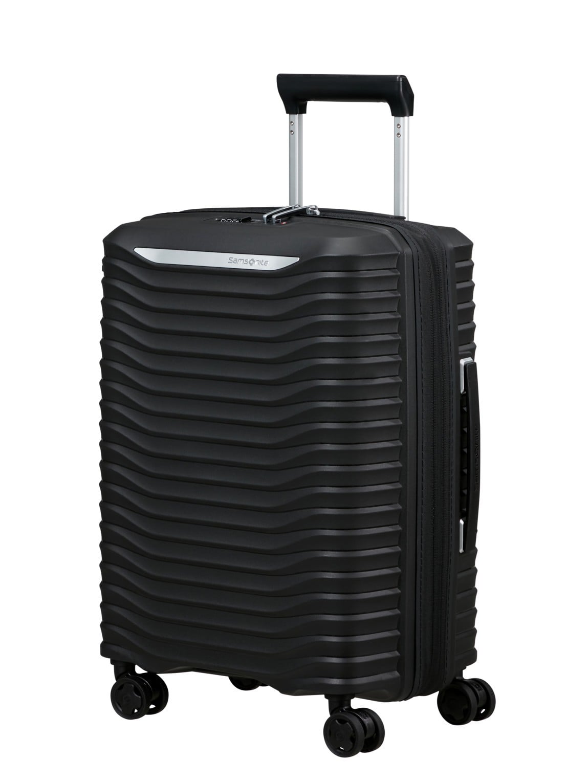 Samsonite Upscape vergrootbare spinner 55 cm - voorkant 3 zwart