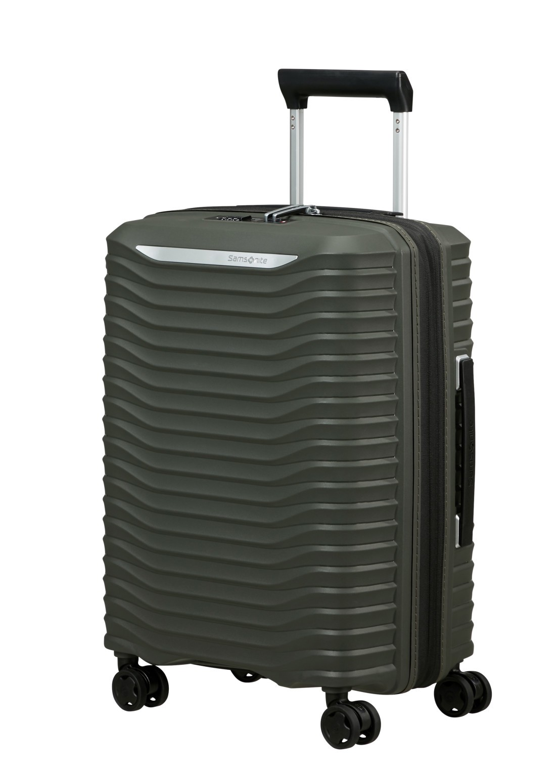 Samsonite Upscape vergrootbare spinner 55 cm - voorkant 2 donkergroen