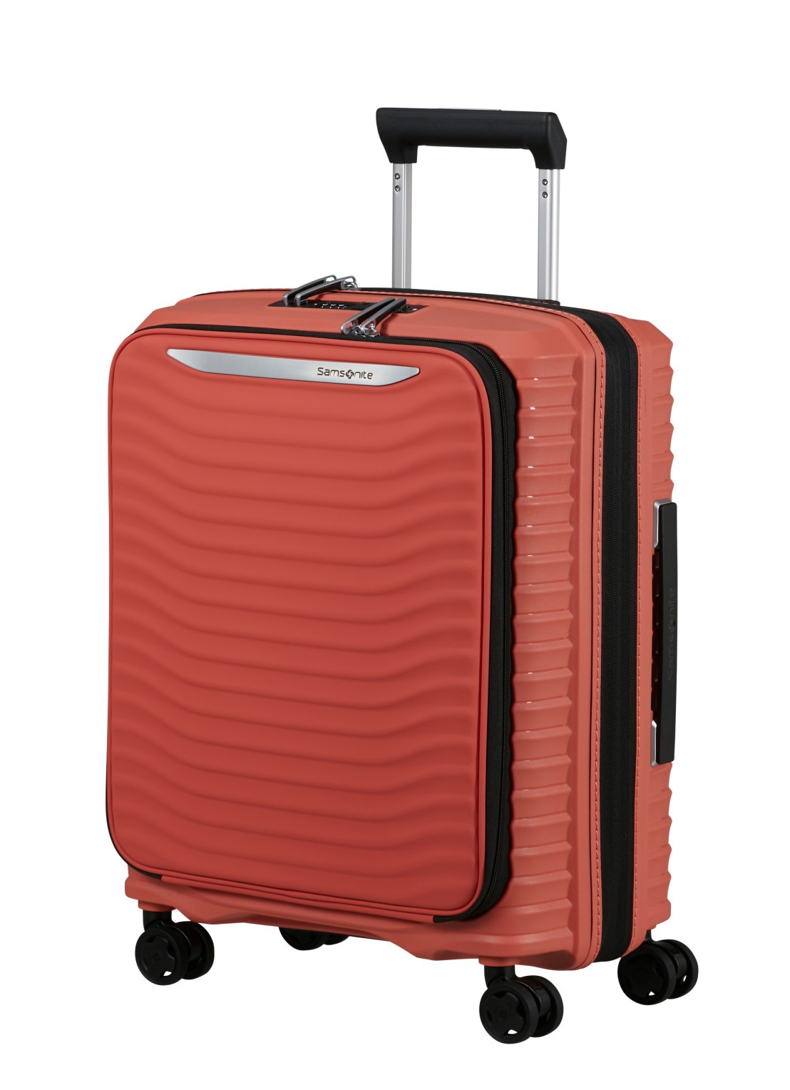 Samsonite Upscape vergrootbare spinner 55 cm - voorkant 6 donkerbeige
