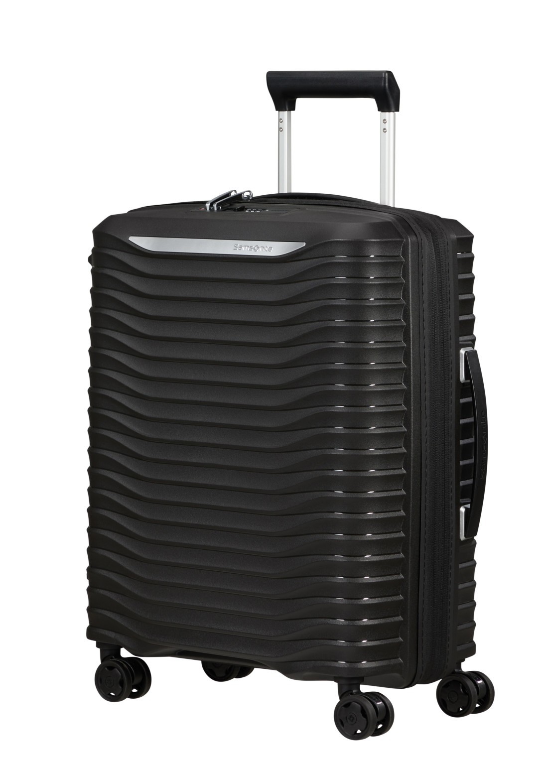 Samsonite Upscape vergrootbare spinner 55 cm - voorkant 4 zwart