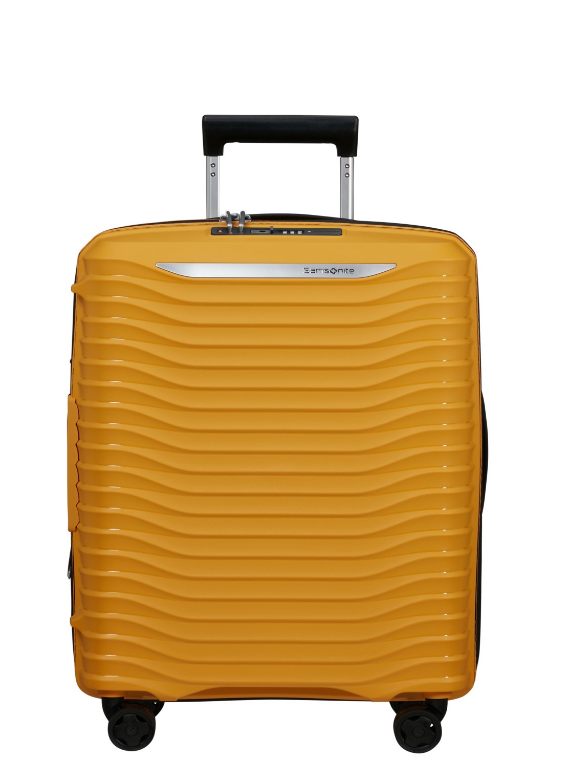 Samsonite Upscape vergrootbare spinner 55 cm - voorkant 2 mosterd