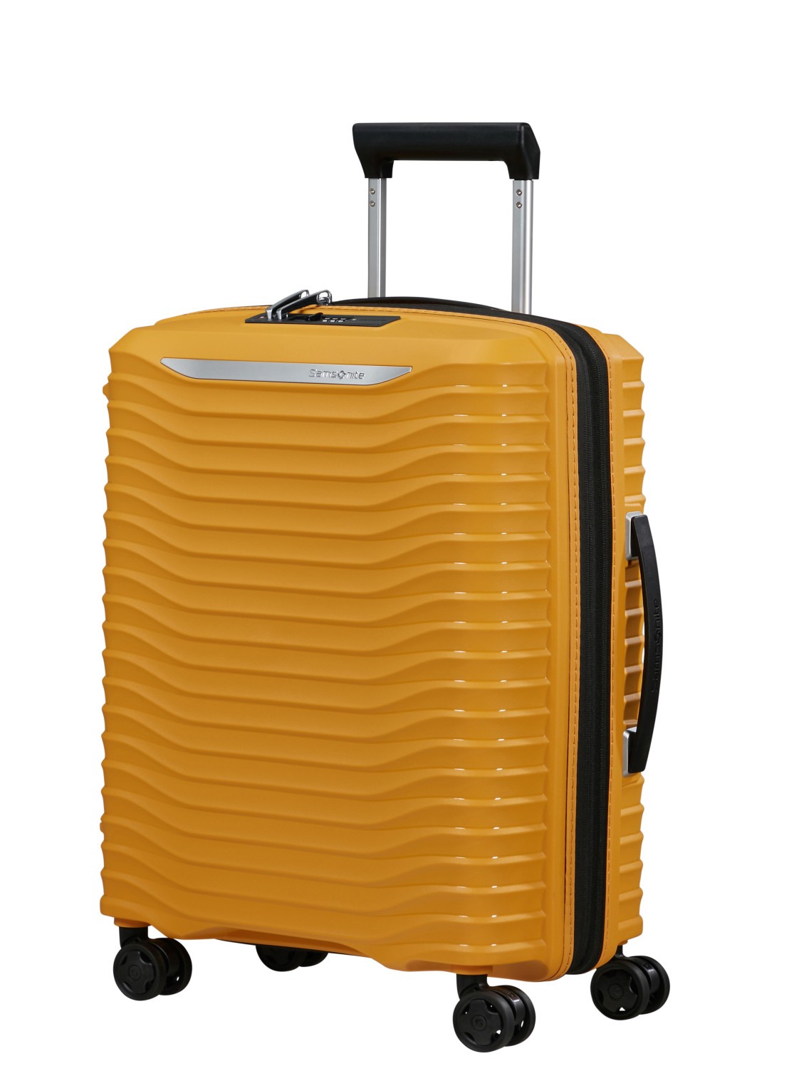 Samsonite Upscape vergrootbare spinner 55 cm - voorkant 3 mosterd