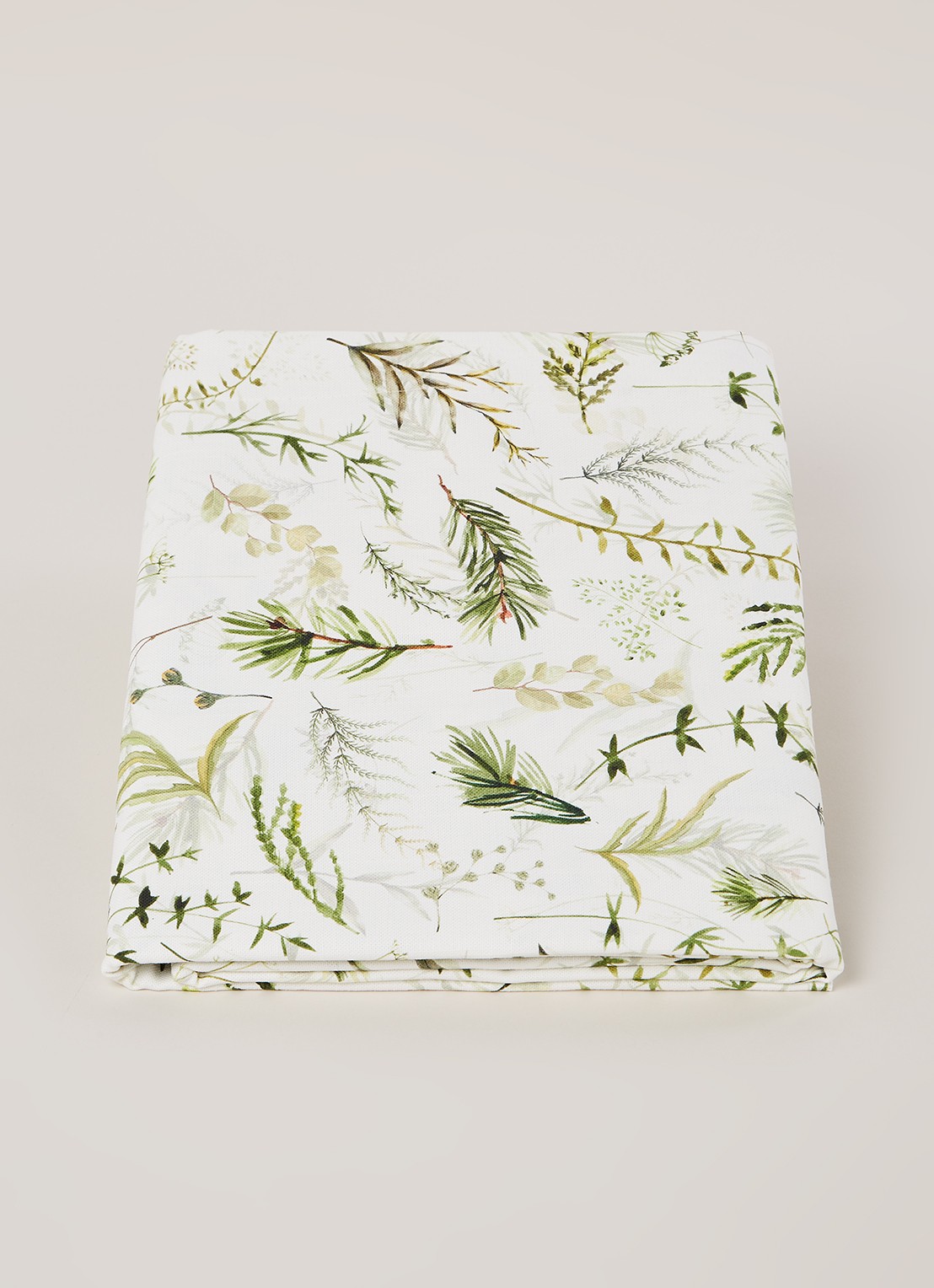 Sander Greenery tafelkleed van katoen 250 x 150 cm - voorkant 3 gebroken wit
