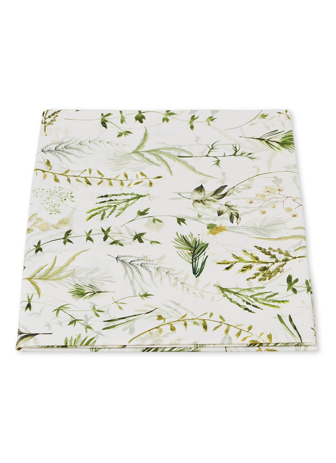 Sander Greenery tafelloper van katoen 140 x 50 cm - voorkant gebroken wit