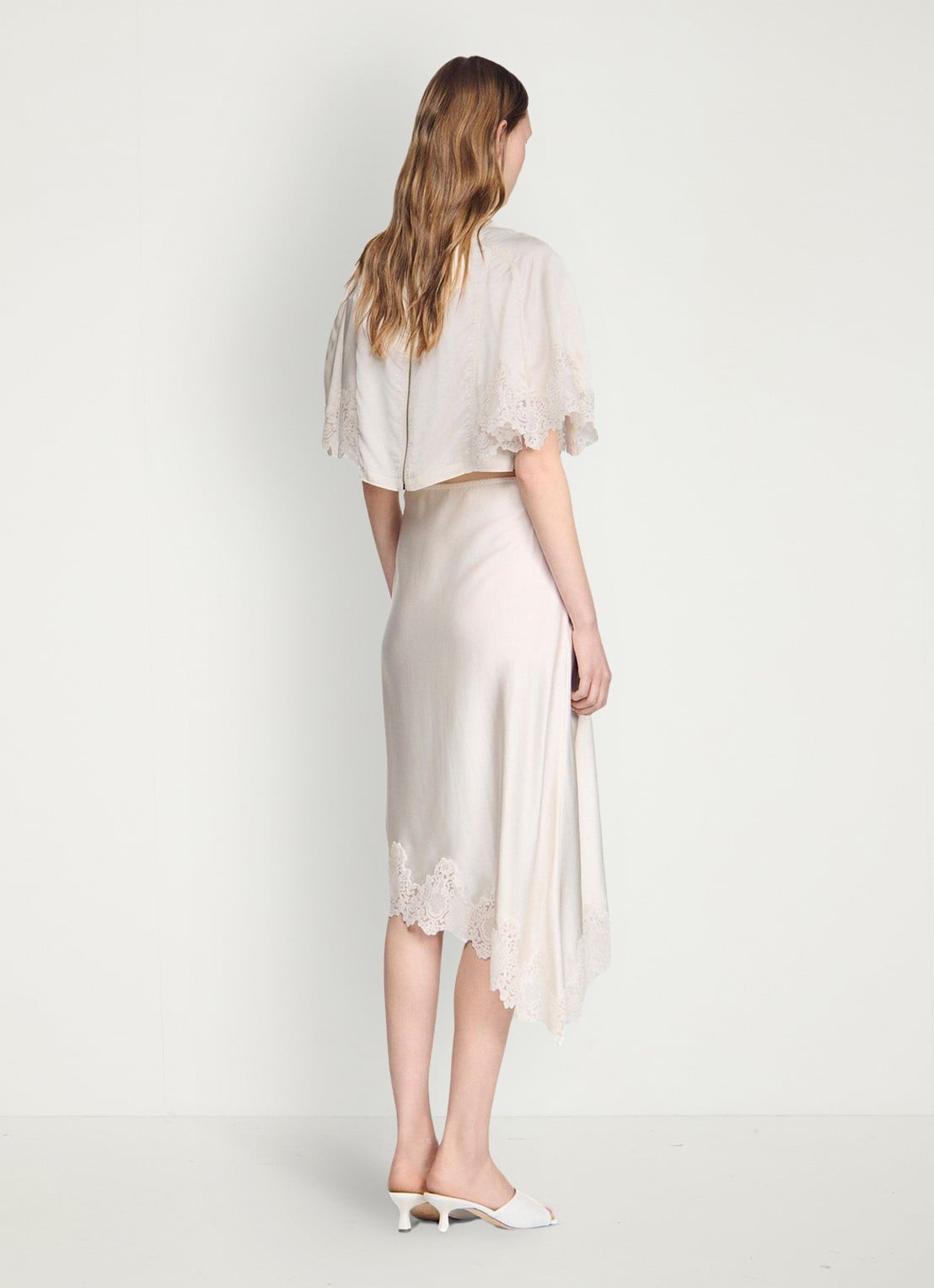 Sandro  Asymmetrische rok met details van kant - achterkant 5 ecru / wit