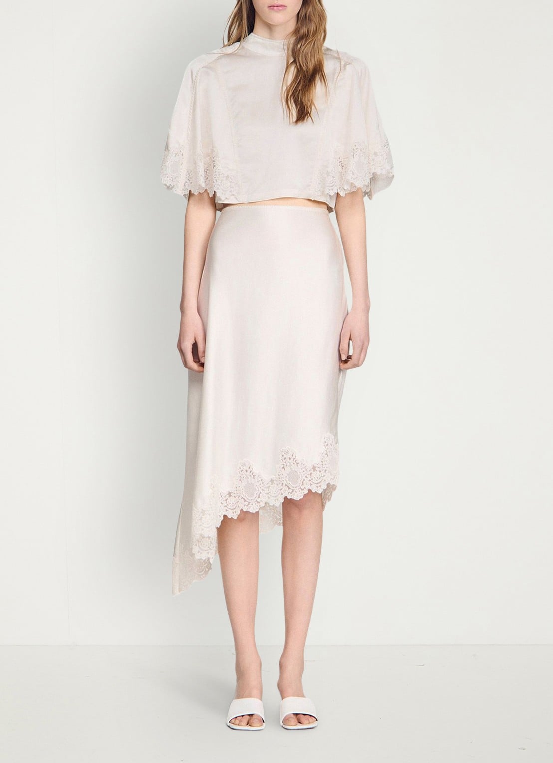 Sandro  Asymmetrische rok met details van kant - detail 3 ecru / wit