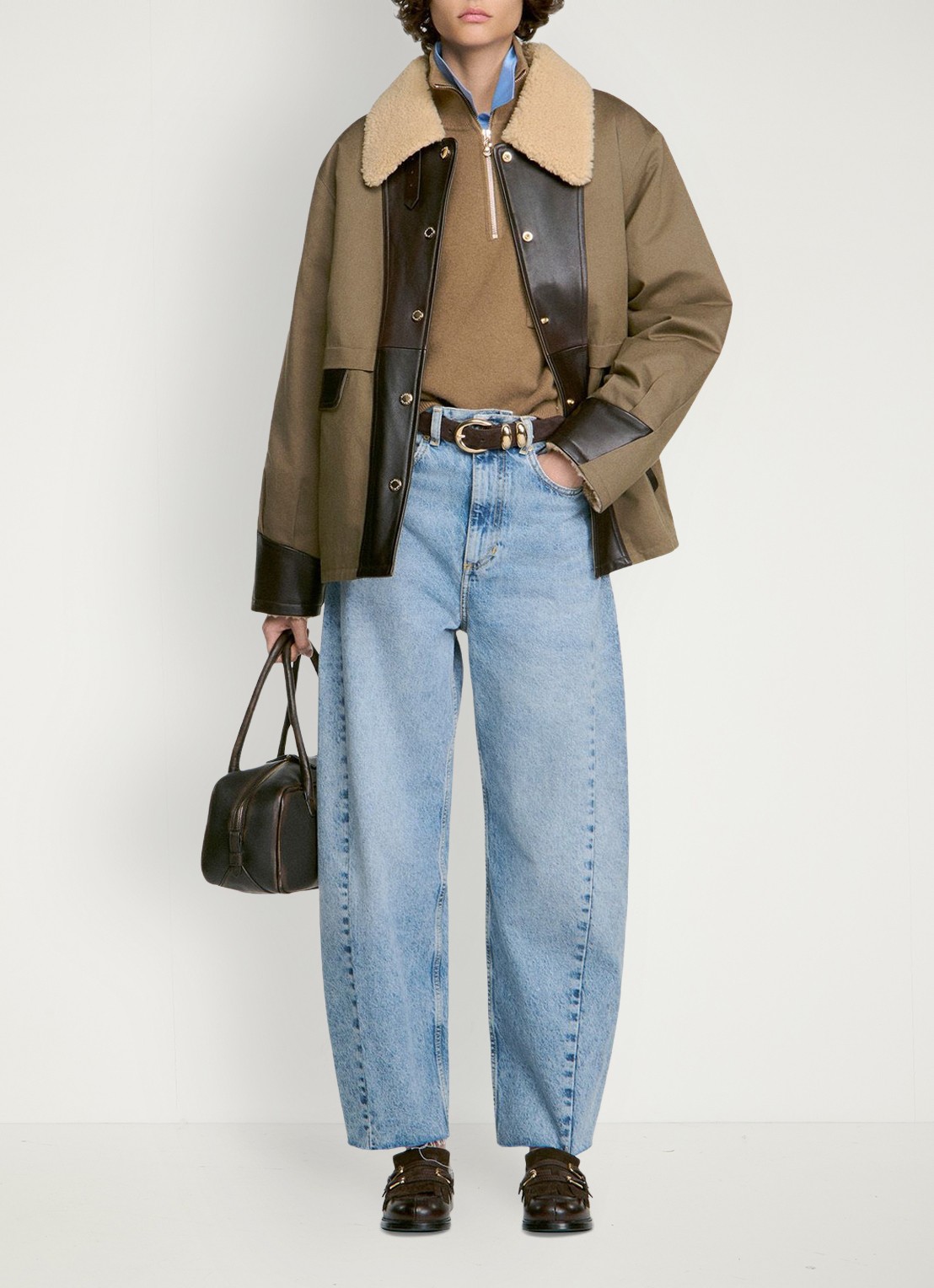 Sandro Barn jack met leren details - detail 5 olijfgroen