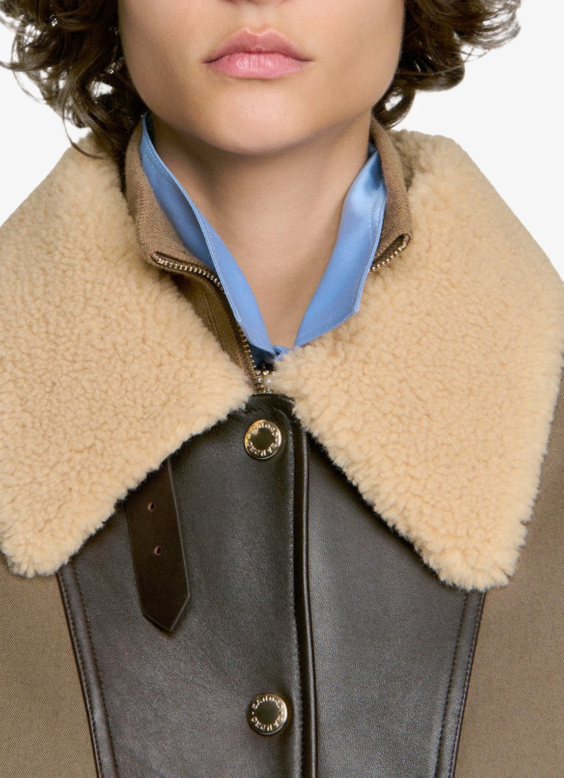 Sandro Barn jack met leren details - detail 6 olijfgroen
