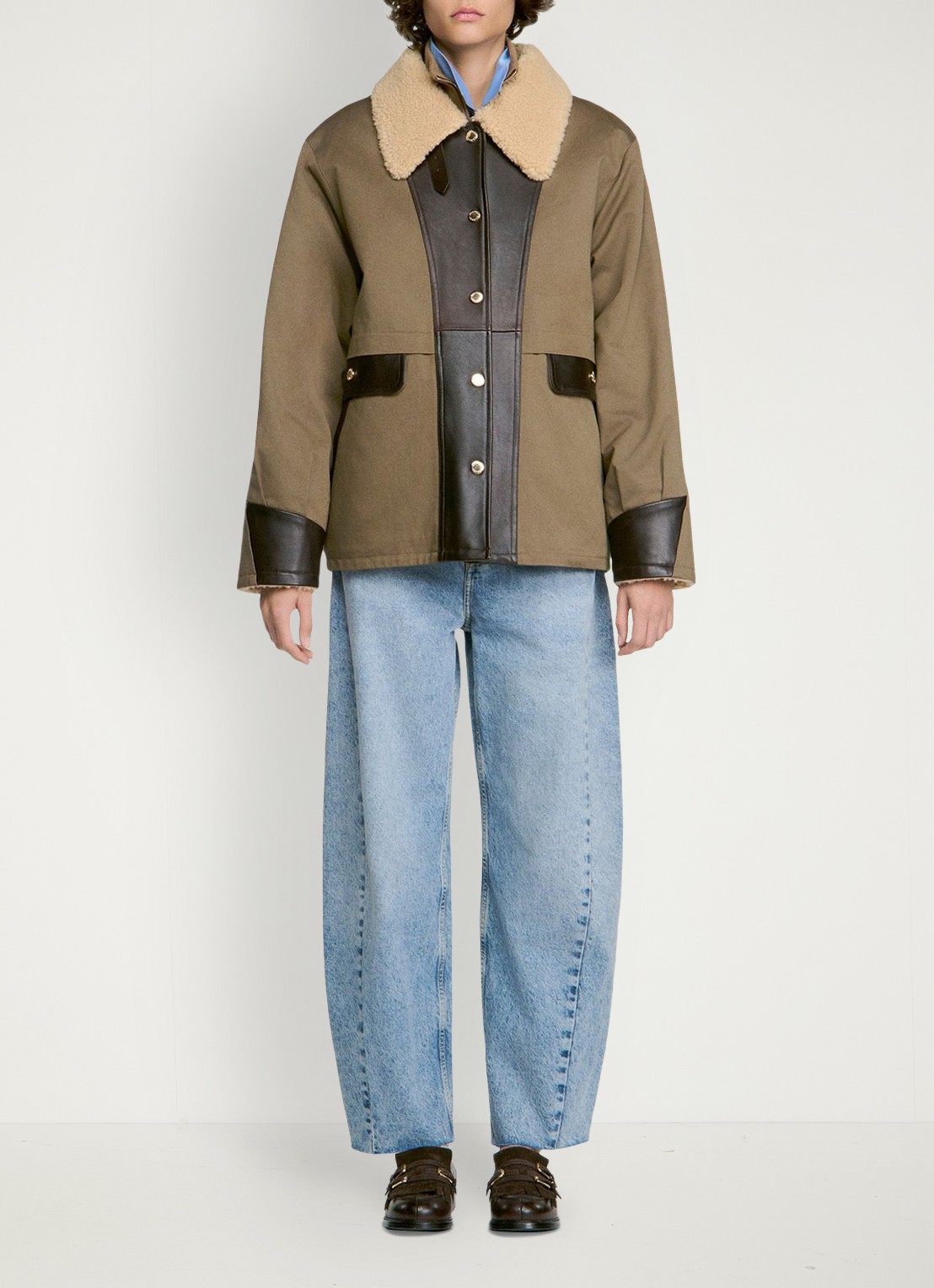 Sandro Barn jack met leren details - voorkant 3 olijfgroen
