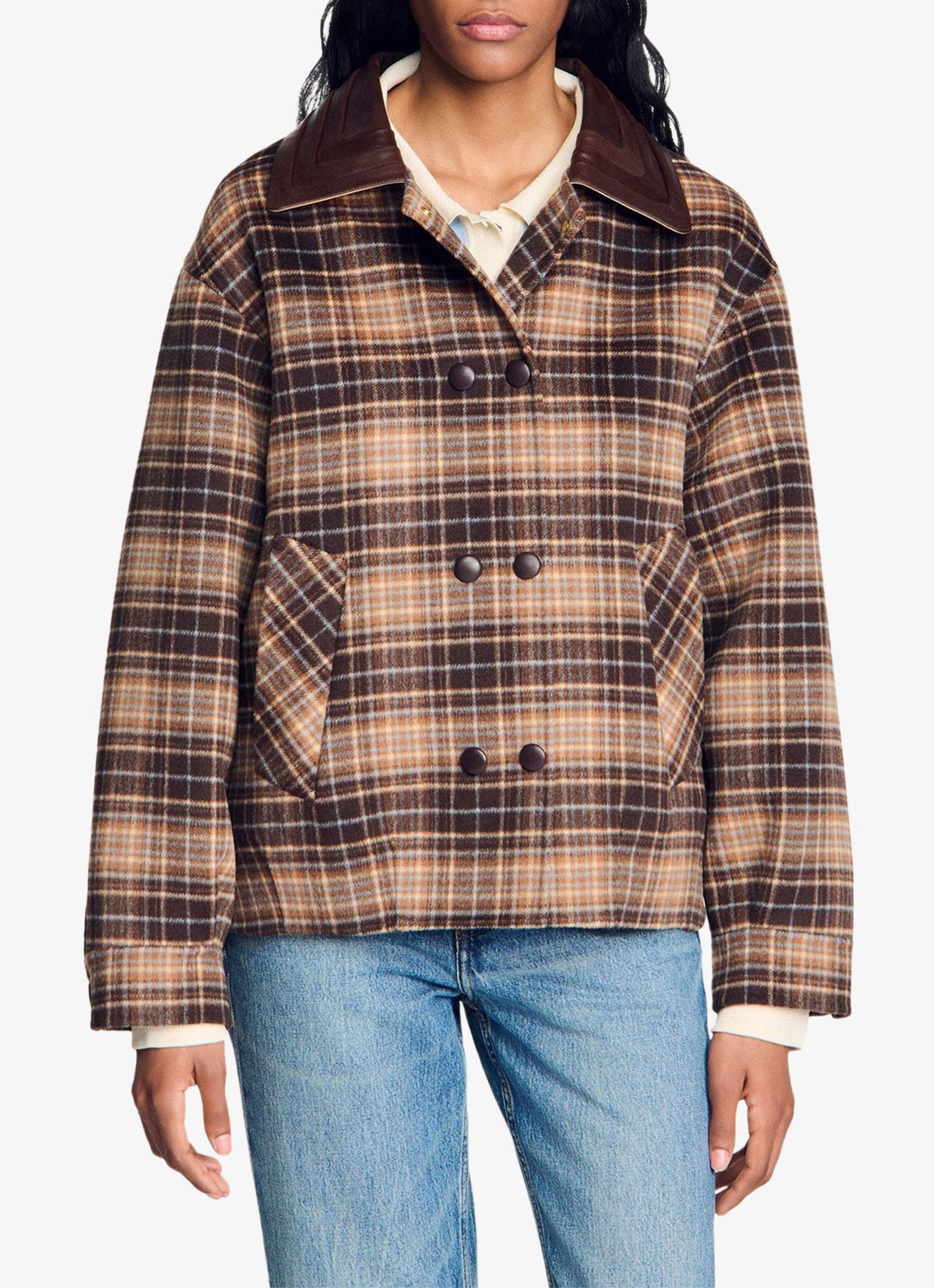 Sandro Barn jack met ruitdessin - detail 4 bruin