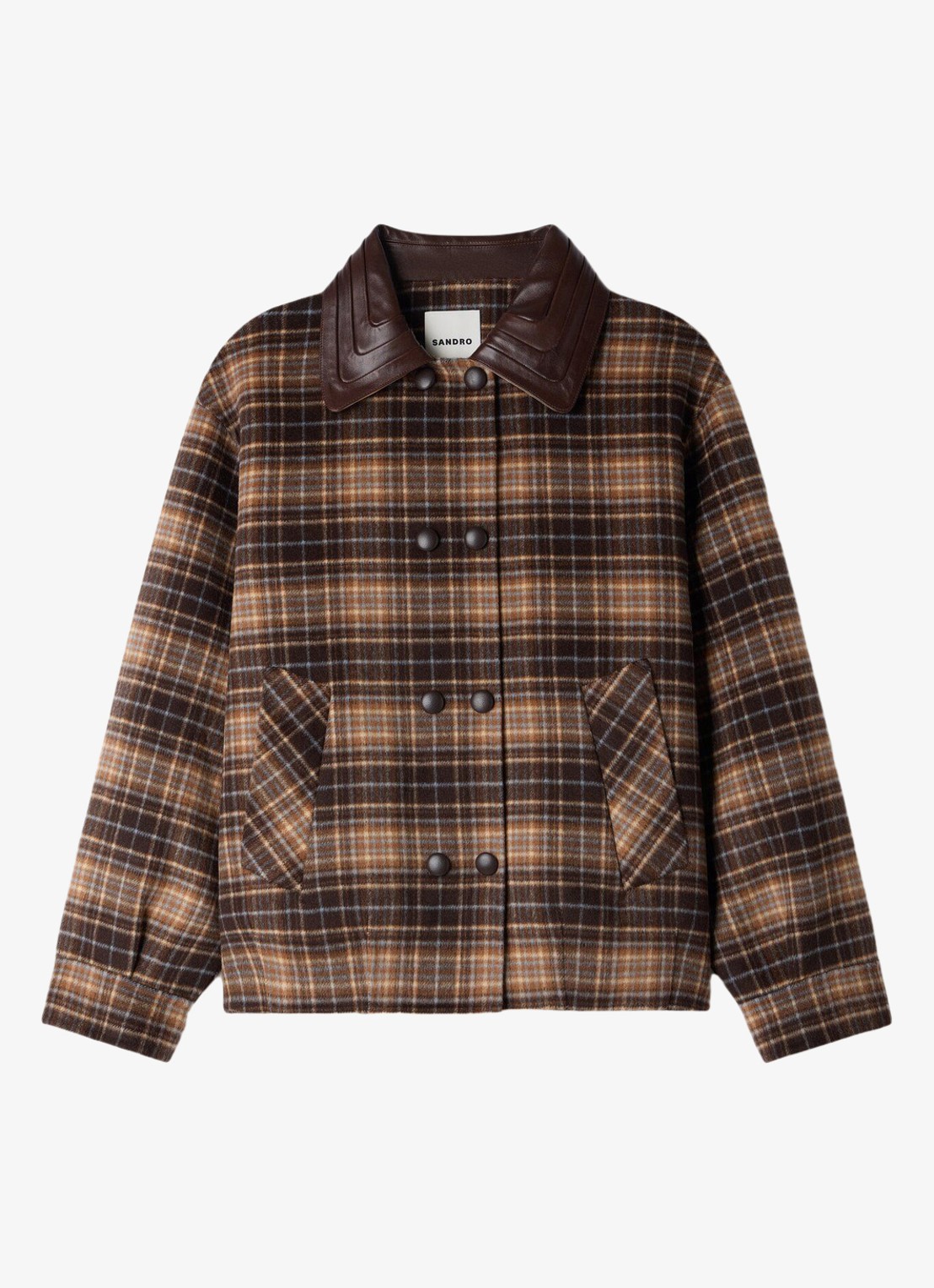 Sandro Barn jack met ruitdessin - voorkant bruin