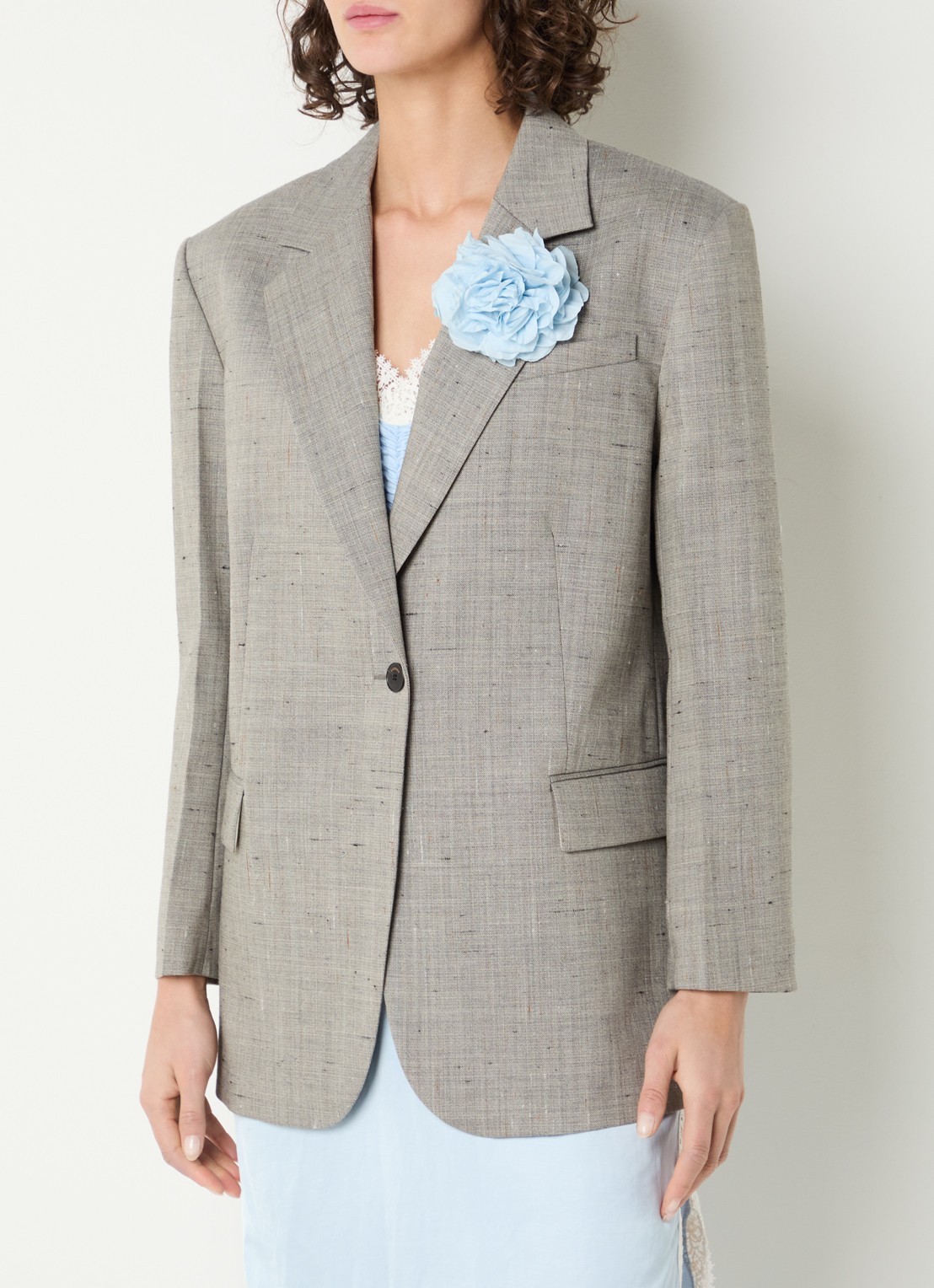 Sandro Blazer in wolblend met gemêleerd dessin - detail zand