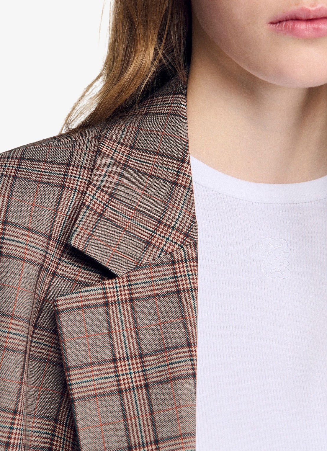 Sandro Blazer in wolblend met ruitdessin  - detail 2 brown / bruin