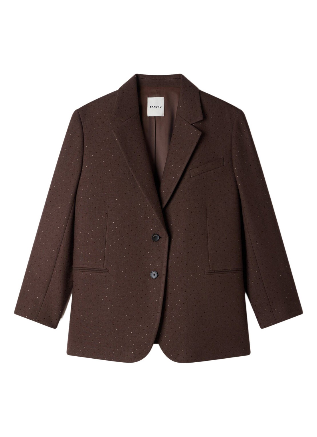 Sandro Blazer in wolblend met strass - voorkant donkerbruin