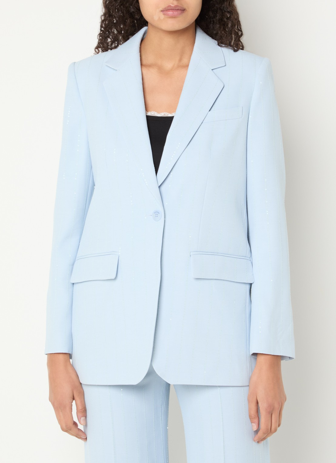 Sandro Blazer met klepzakken en pailletten - detail 4 sky blue / lichtblauw