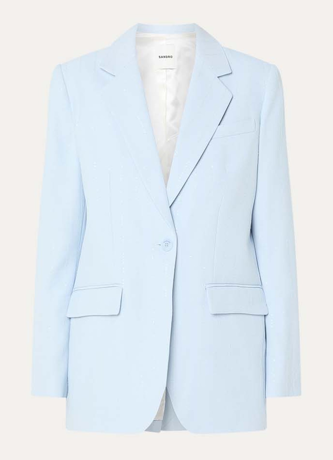Sandro Blazer met klepzakken en pailletten - voorkant 2 sky blue / lichtblauw