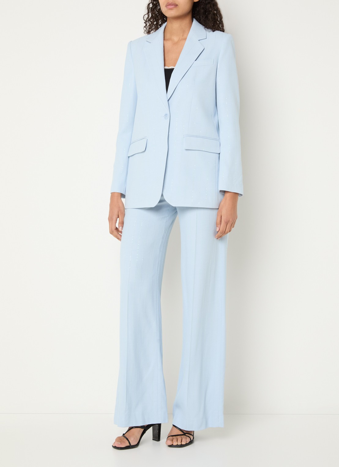 Sandro Blazer met klepzakken en pailletten - voorkant 3 sky blue / lichtblauw