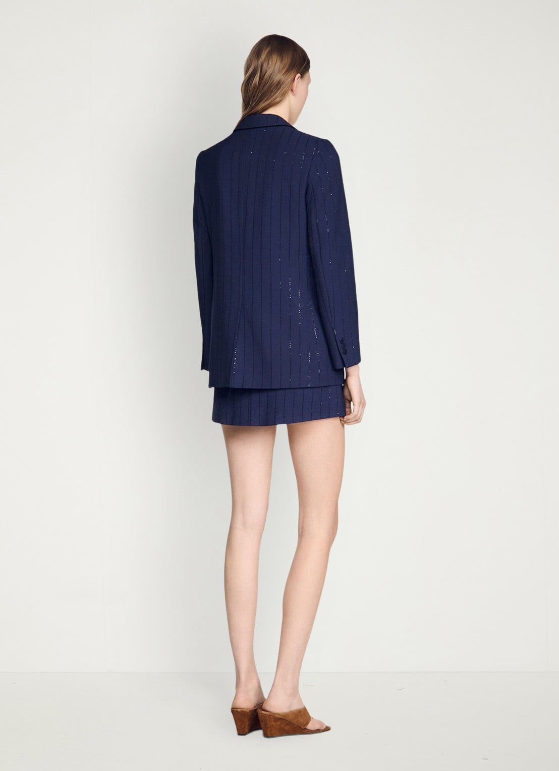 Sandro Blazer met klepzakken en pailletten - achterkant donkerblauw