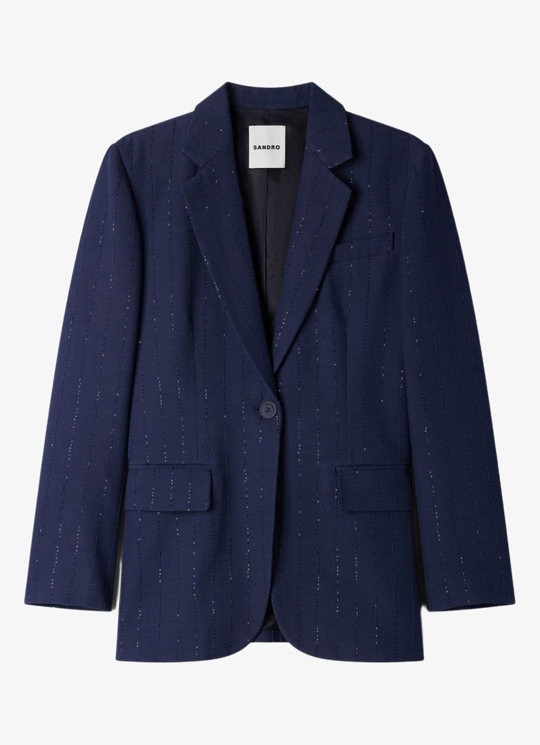 Sandro Blazer met klepzakken en pailletten - voorkant 5 donkerblauw