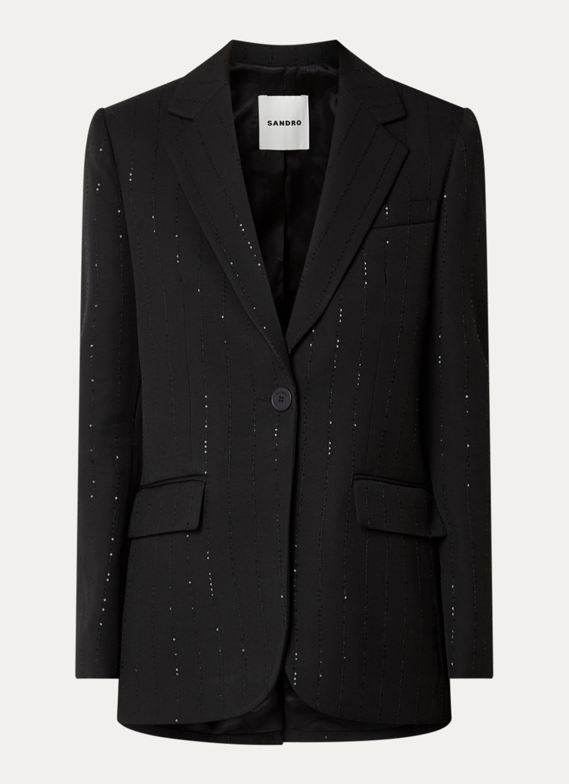 Sandro Blazer met pailletten en klepzakken - voorkant zwart