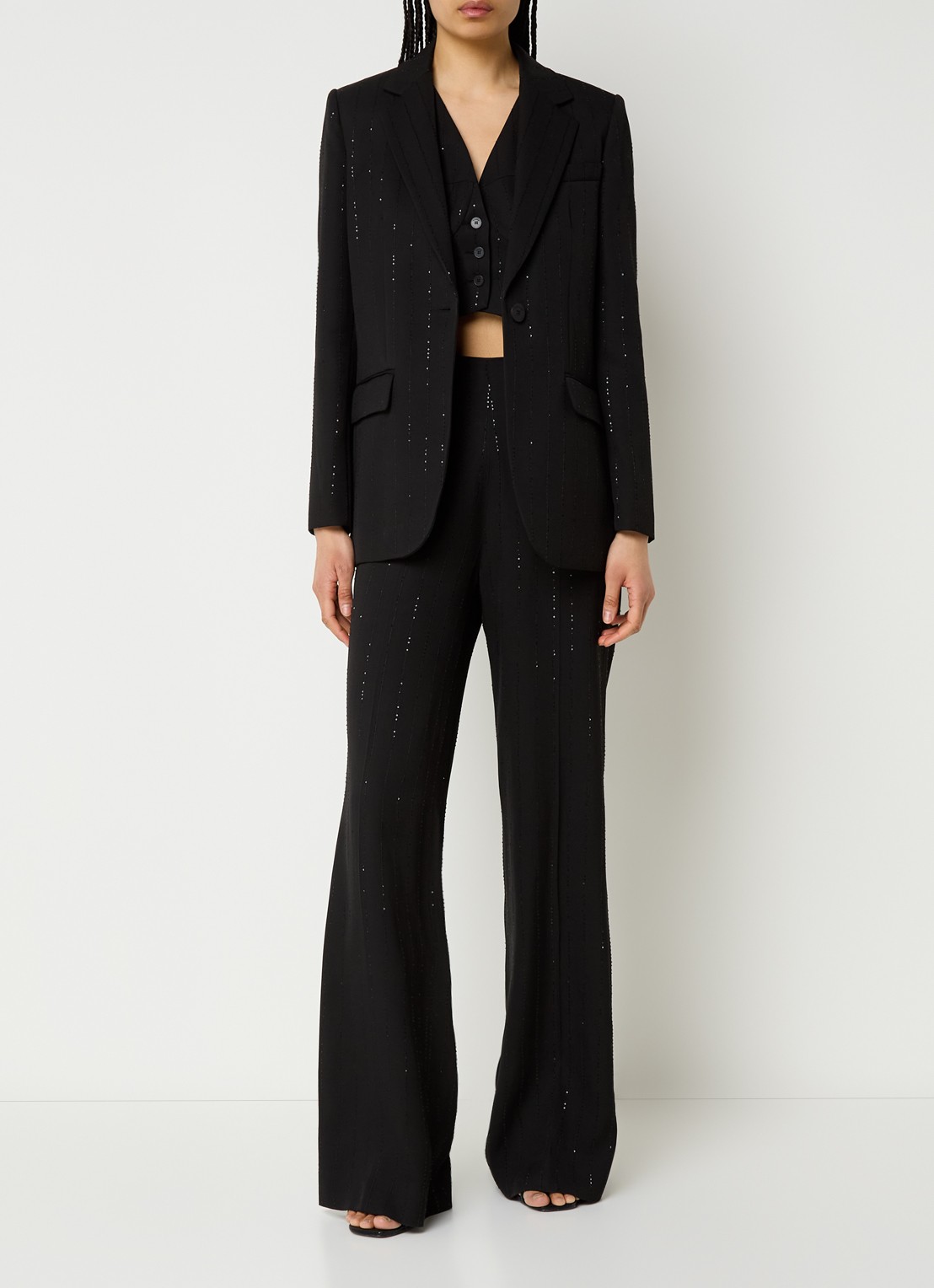 Sandro Blazer met pailletten en klepzakken - voorkant 2 zwart
