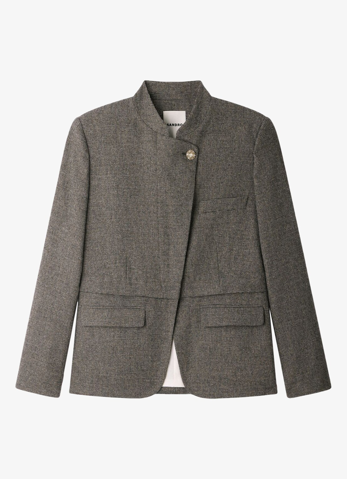 Sandro Blazer met pied-de-poule dessin - voorkant 5 grijs