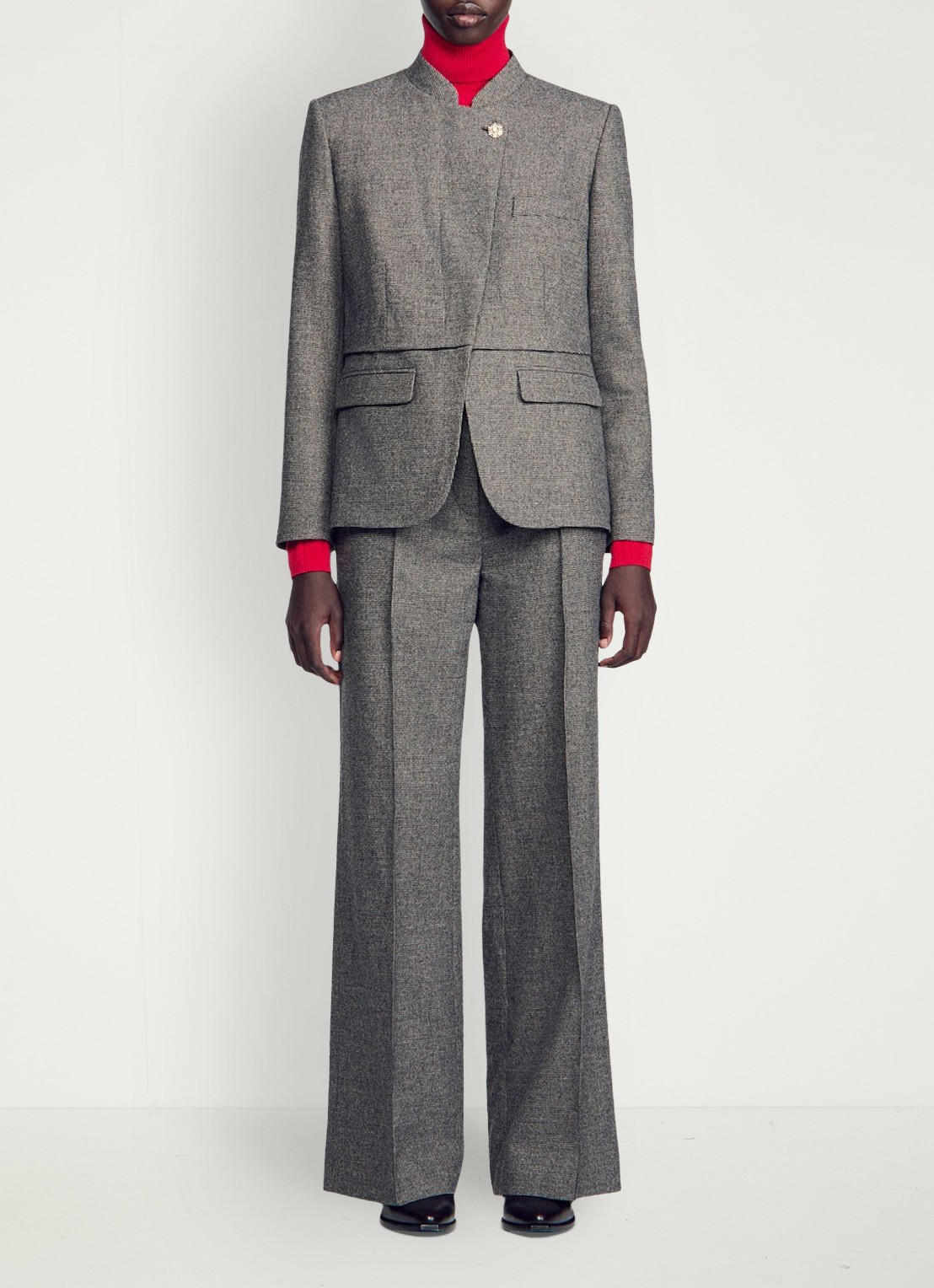 Sandro Blazer met pied-de-poule dessin - voorkant 6 grijs