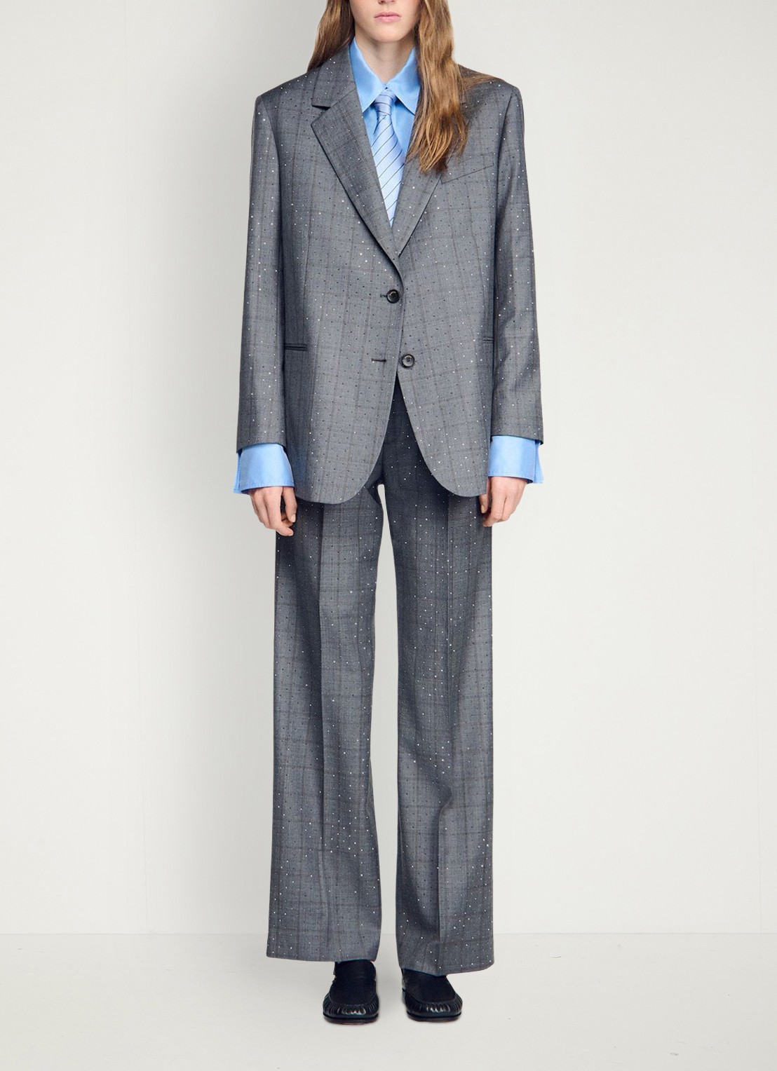 Sandro Blazer met ruit dessin - detail 2 dark grey / grijs