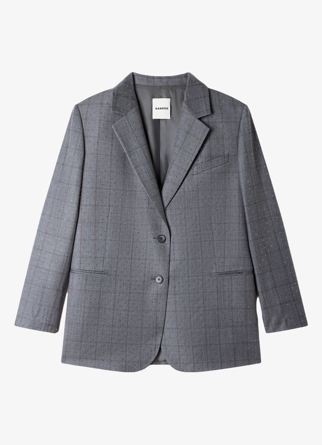 Sandro Blazer met ruit dessin - voorkant 6 dark grey / grijs