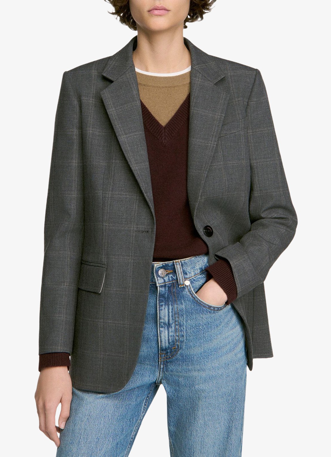 Sandro Blazer met ruit dessin - detail 4 grijs