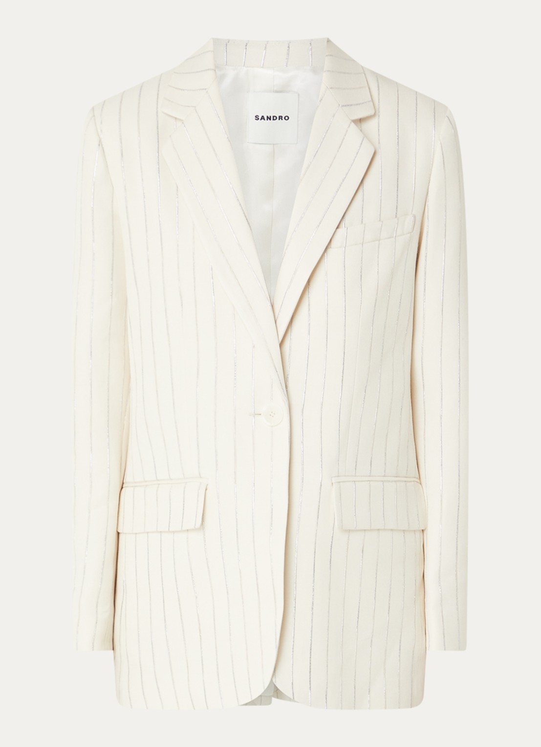 Sandro Blazer met streepprint en lurex - voorkant 3 beige