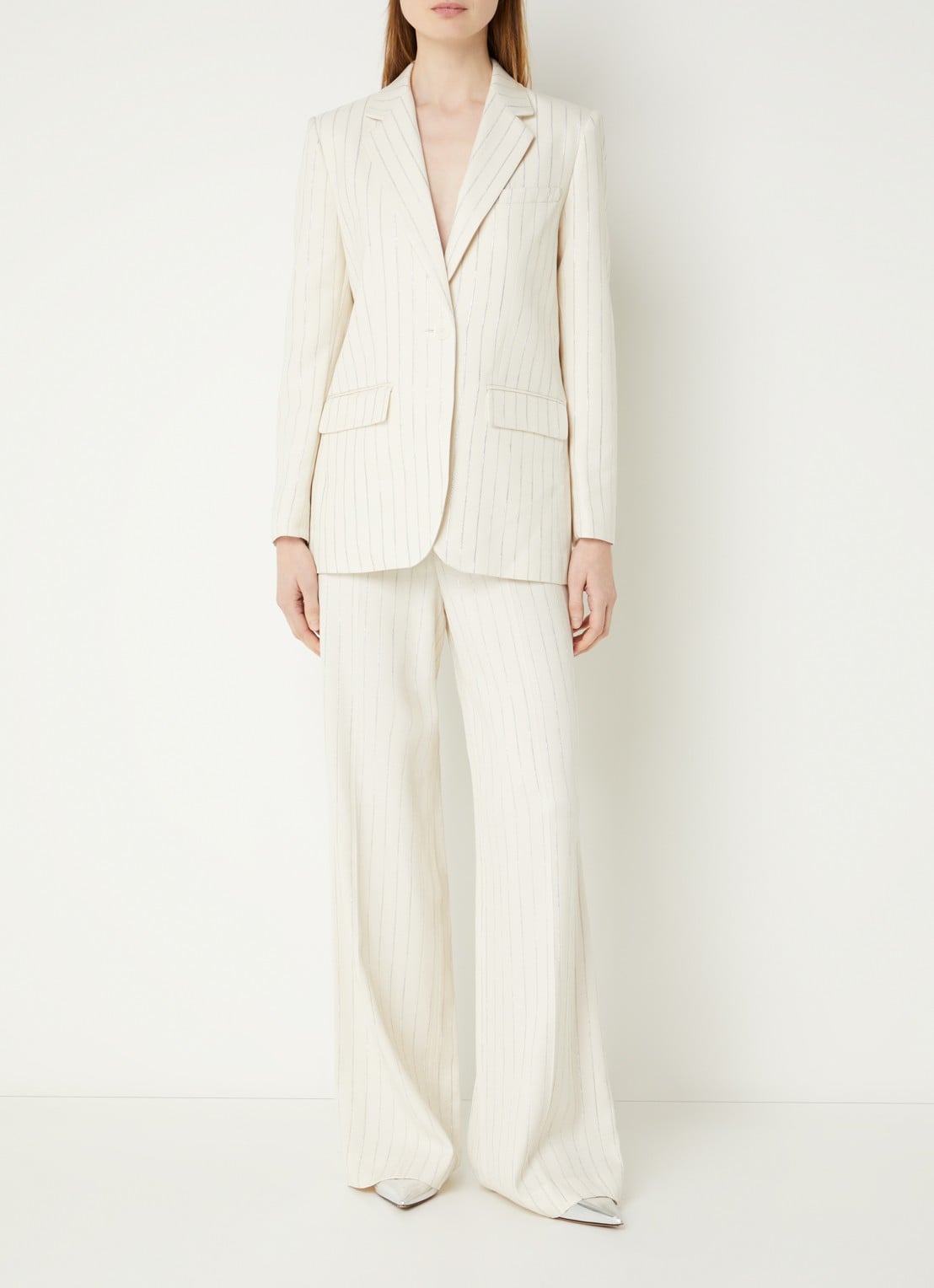 Sandro Blazer met streepprint en lurex - voorkant 4 beige